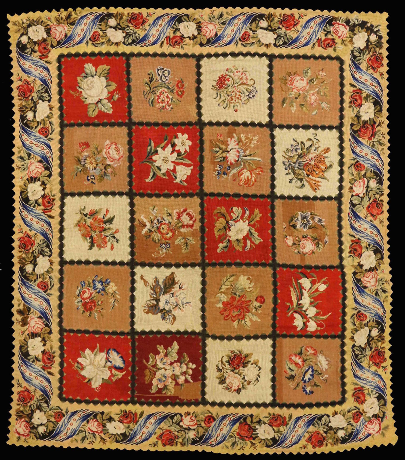 Exquisite English Needlework Carpet C. John
